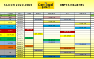 Planning des entrainements saison 2020-2021